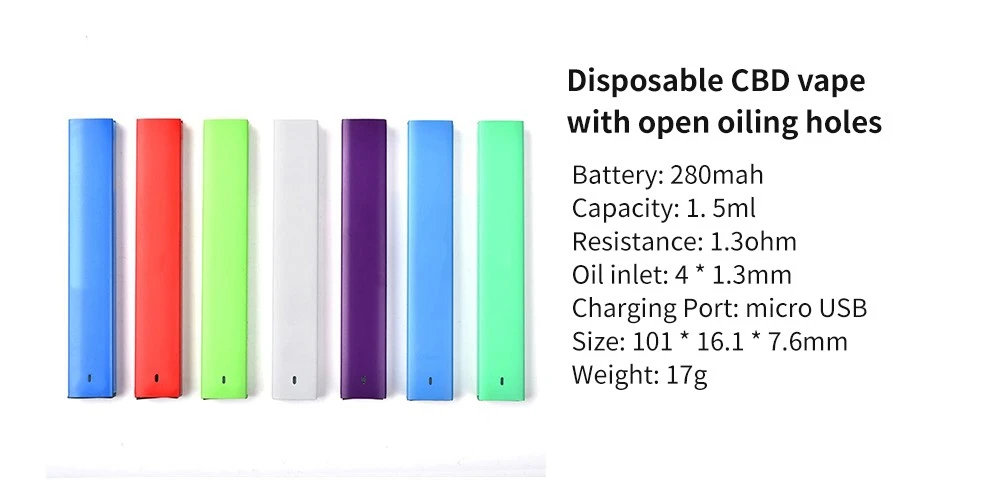 Disposable CBD vape with open oiling holes